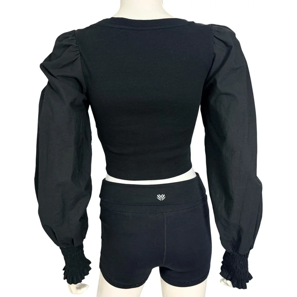Zara Puff Sleeve Ribbed Knit‎ Crop Top Coquette Romantic Minimalist Chic M